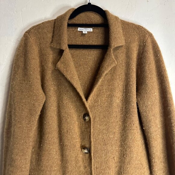 J. Crew Mercantile Long Brown Lambs Wool Button-Front Cardigan Coat Womens Mediu - Picture 2 of 9